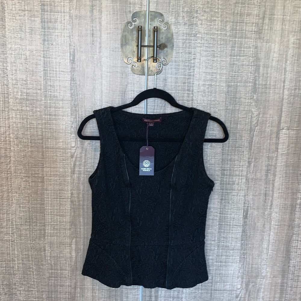 Marchesa Voyage Black Sleeveless Peplum‎ Top